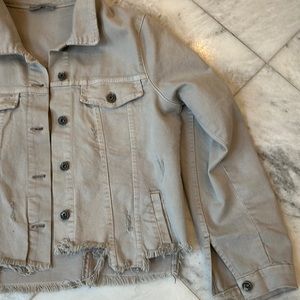 Baci distressed denim jacket, gray/beige L